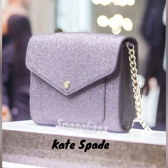 KATE SPADE NWT TINSEL FLAP SPARKLING GLITTER PURPLE CROSSBODY BAG - Picture 1 of 10